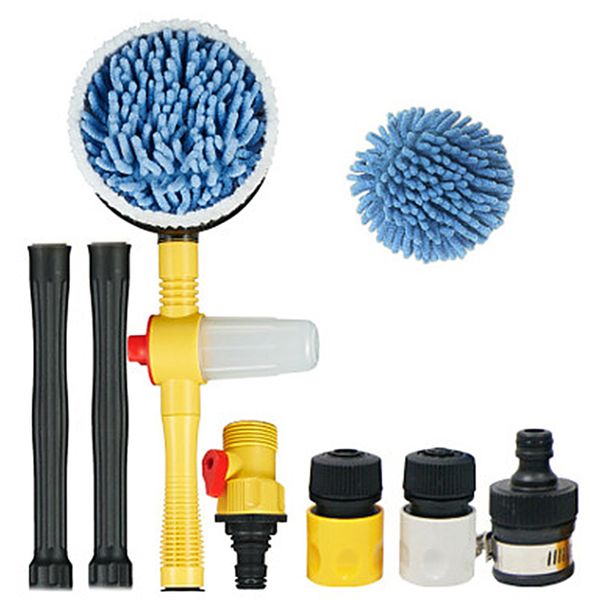 

1 set of automatic car wash foam brush professional spray rotating brush portable automatic cleaning tool washing switch water