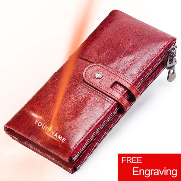 

brand designer women clutch 2019 fashion wallets cowhide leather female long wallet women zipper purse coin purse for iphone x, Red;black
