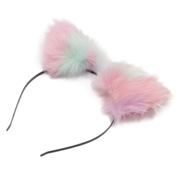 

cute fur cosplay headwear women 2019 colorful headband accessories cat ear hairband wholesale ladies stylish headband, Slivery;white