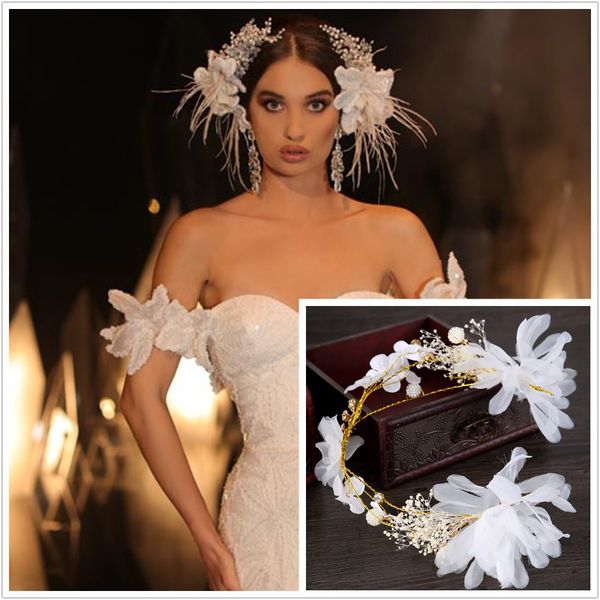 

new luxury wedding bridal bridesmaid handmade flowers rhinestones pearls hairband headband hair accessories headpiece fascinators tiaras, Silver