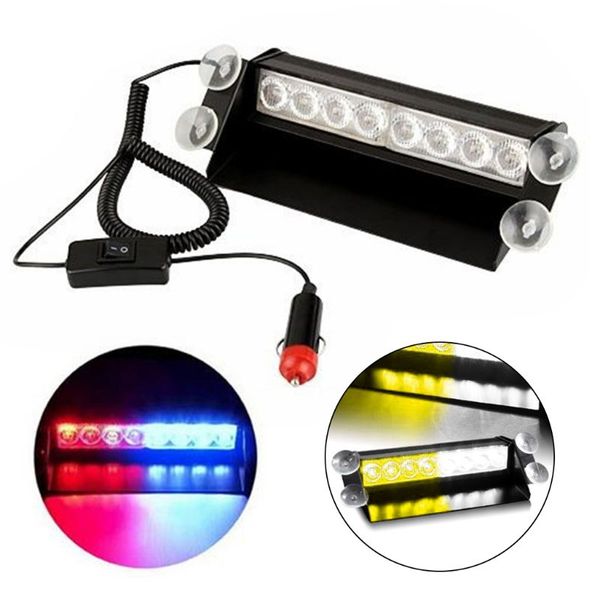 

new car truck emergency flasher dash strobe warning light day running flash led lights 8 leds 3 flashing modes 12v lamp