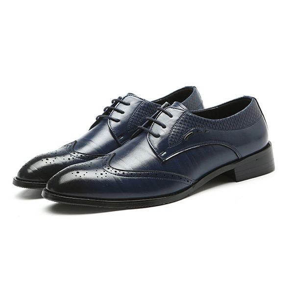 

2019 men brogue leather shoes oxford business shoes for men wedding party lace up, Black