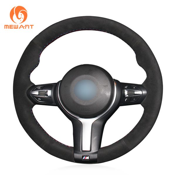 

mewant hand-stitched black suede steering wheel cover for m sport f30 f31 f34 f10 f11 f07 f12 f13 f06 x3 f25 x4 f26 x2 f39