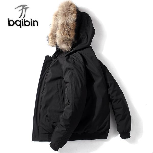 

new short men down jacket winter thick warm youth loose casual coat 90% white duck down fashion hooded parkas black