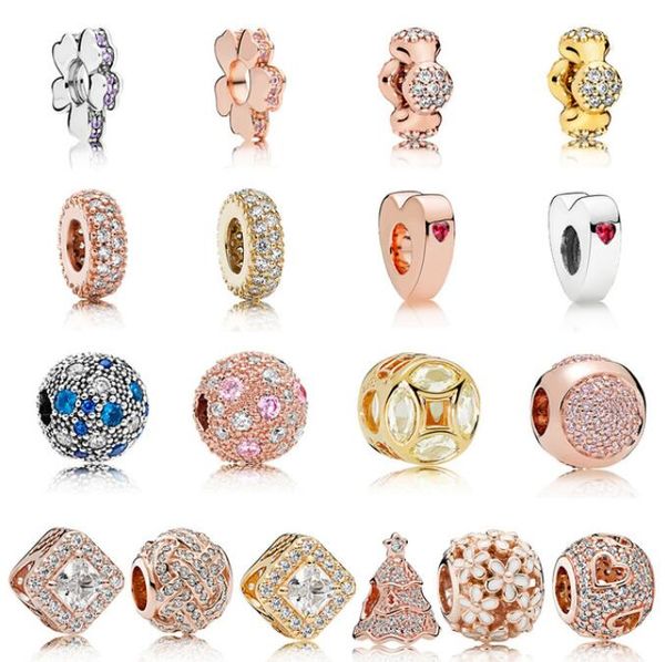 26 stili fai da te perline 50 pz / lotto rosa oro rosa europeo fascino misto branello pandora charms braccialetto per le donne gioielli fai da te spedizione gratuita