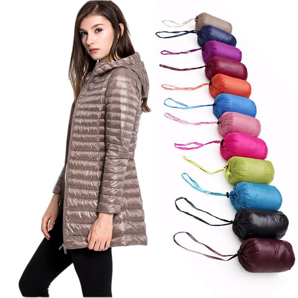 

5xl 6xl women down coat 2019 winter warm hooded jacket ultra light 90% duck down jacket parka casual brand long female, Black;brown