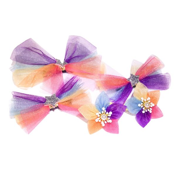 

hair accessories for baby girls,rainbow style hair clips,5-piece box set for pin/flower/ties