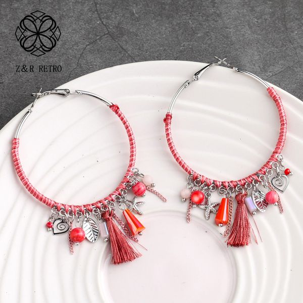 

ethnic jewelry hoop earring for women bohemia tassel geometric earrings style statement party jewelry dangle pendientes he008, Golden