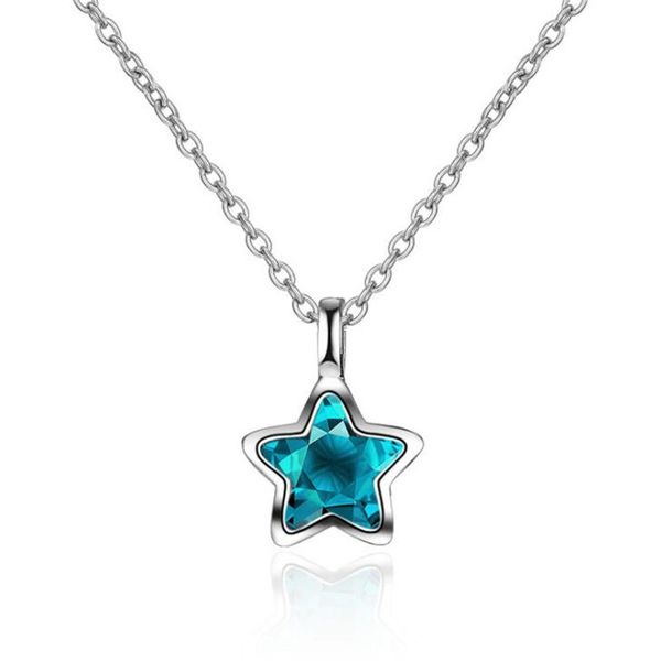 

flycat brand new fashion 925 sterling silver elegant blue rhinestones star choker necklaces for women collares h070, Golden;silver