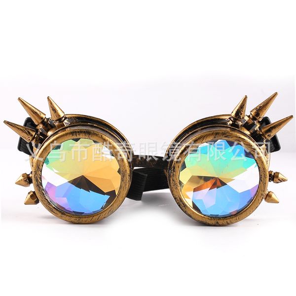 

2019 new multicolor steampunk gothic goggle glasses welding punk spiked gothic cosplay goggles flying eyewear vintage halloween, White;black