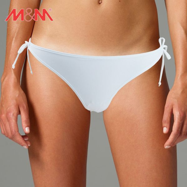 

m&m white bikini swimwear bottom tie side string women swim suit beach low waist solid 2016 summer girls swim briefs tong