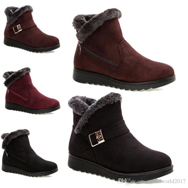 

2020 non-brand winter women snow boots triple black wine red brown suede ankle boots mother shoes keep warm 36-40 style 48