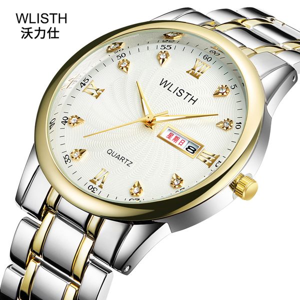 

women watches wlisth brand steel diamond ladies luminous watches waterproof calendar quartz wristwatch, Slivery;brown