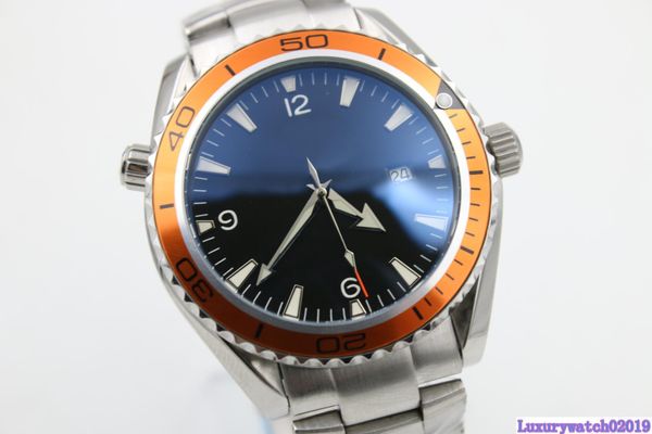 

new watch men automatic mechanical hand wind waches co-axial planet ocean watch orange bezel watches men dress wristwatches, Slivery;brown