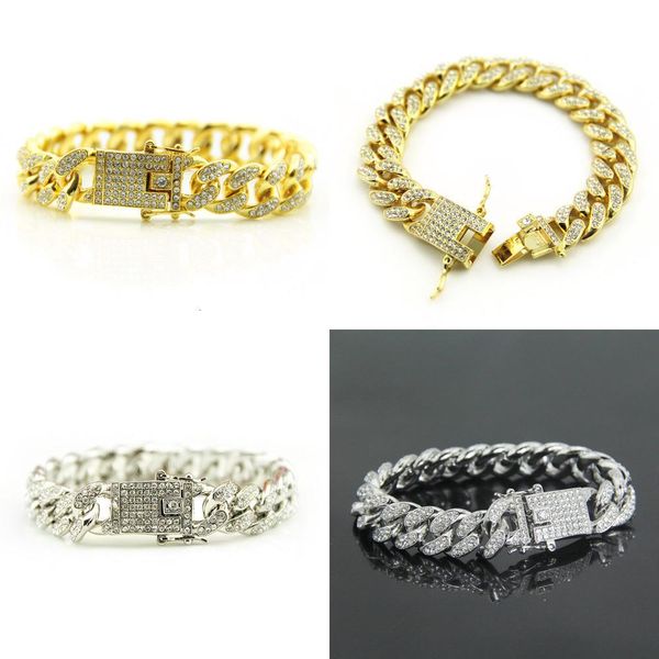 

hip-hop man diamond bracelet ornaments butterfly buckle personality bracelet hand decorate factory price engagement gold bracelet men, Black