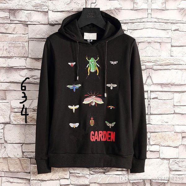 

new mens designer hooded hoodies 2019 spring fashion casual slim animal embroidery pollver sweatshirt long sleeved sweatshirt size m-3xl, Black