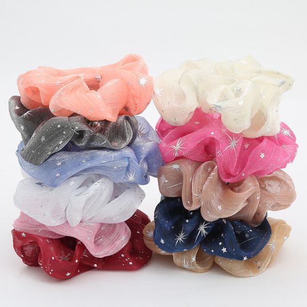 

korean women hearwear girls hair tie lady scrunchies ponytail hair female holder print accessories headband dec, Brown