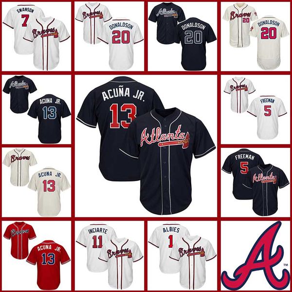 

11 Ender Inciarte Men's Atlanta 2019 Braves Jersey 13 Ronald Acuna Jr. 5 Freddie Freeman 7 Dansby Swanson 1 Ozzie Albies Jerseys