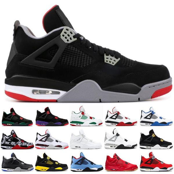 

2019 bred og 4 lightning pale citron peach 4s men basketball shoes pizzeria singles day black cat mens designer trainers sports sneakers, White;red