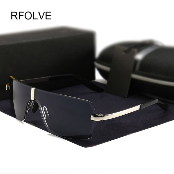

rfolve retro square rimless snglasses men polarized brand oversized sun glasses polarization goggles retro male gafas sol r79, White;black