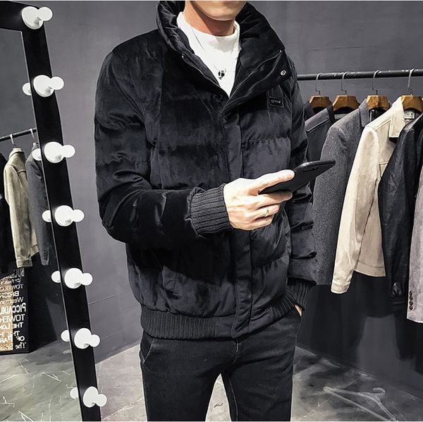 

fashion winter jacket men's thick large size coat winter cotton male korean style 2019 men's clothing dd6mf, Black