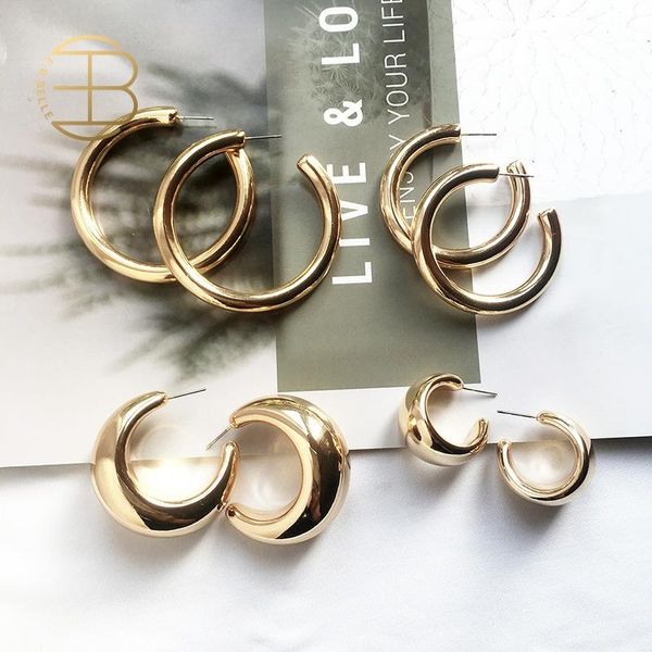 

street style cc hoop chunky gold small big hoop earrings for women punk metal gold circle earrings, Golden;silver