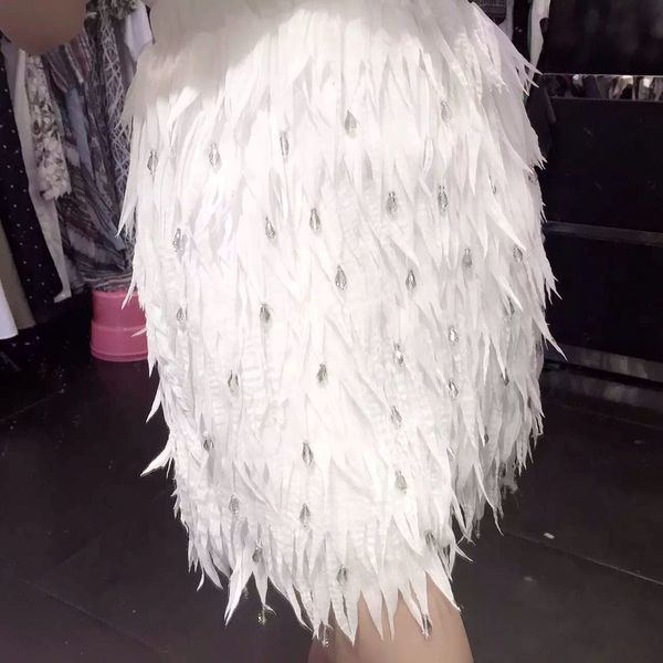 

new autumn winter pearl beads bohemian button slim feather half-length skirt women's party wedding mini skirt d397, Black;gray