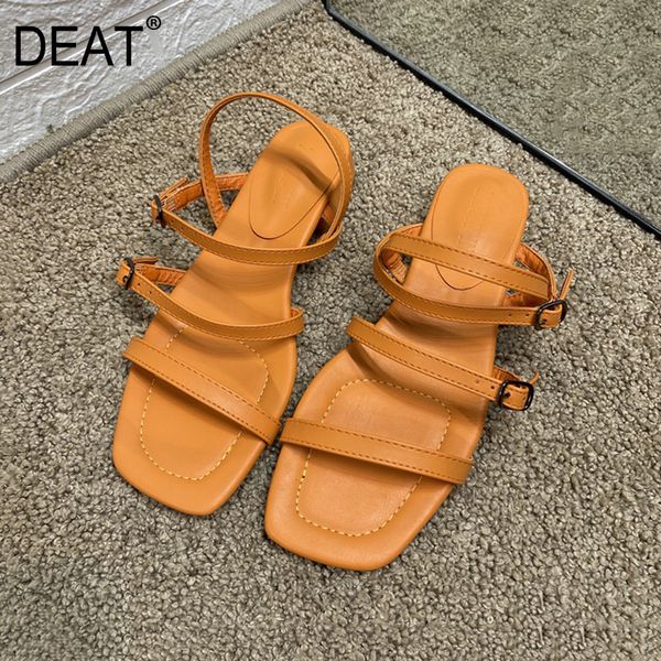 

deat] 2020 new spring summer square toe shallow narrow band simple pu leather sandals for women shoes fashion tide 10i049, Black