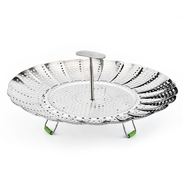 

пароход корзина из нержавеющей стали складной овощной пароход вставка с выдвижная ручка для морепродуктов veggie кулинария инструменты jk191