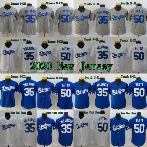 

2020 new season 50 mookie betts jerseys 35 cody bellinger mens womens youth 100% stitched baseball jerseys fast shipping, Blue;black