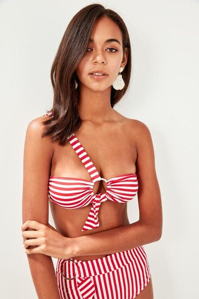 

trendyol red stripe with metal accesories bikini tbess19yi0011