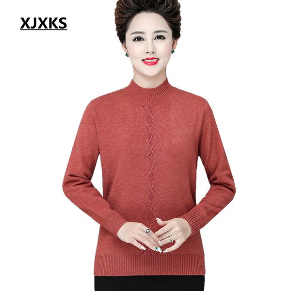 

xjxks solid color all-match women turtleneck sweater 2019 winter new warmth thick plus size cashmere knit pullover women sweater, White;black