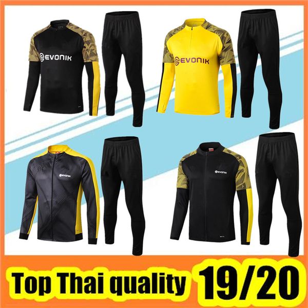 

2019/20 tracksuit jacket set men kit long sleeve training suit 19/20 football jacket sportswear, Black