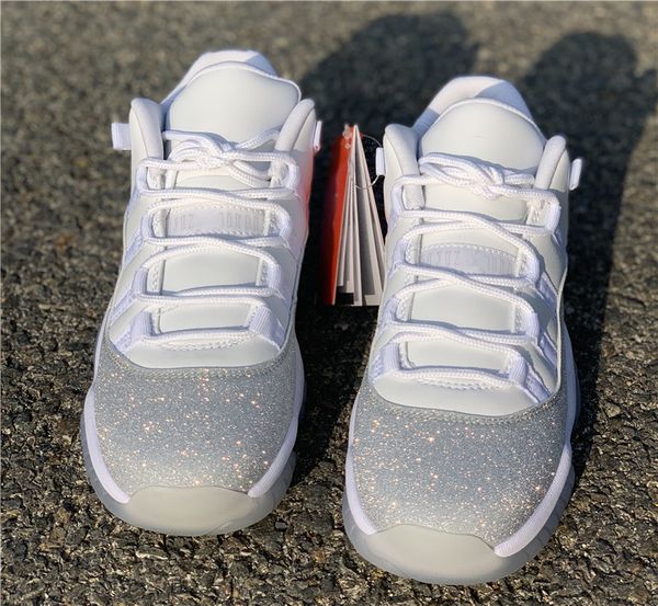 

2020 release womens 11 metallic silver basketball shoes xi low sports sneakers size 36-40 with box, White;red