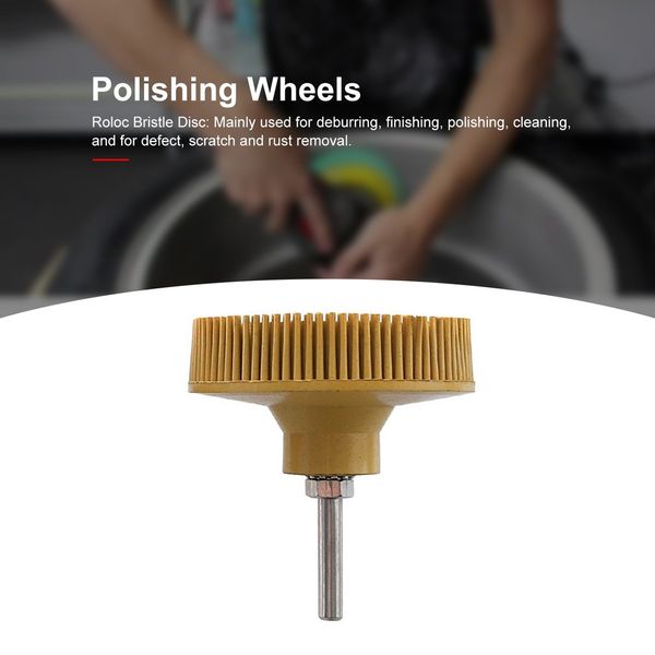Polishing Wheels Grit 50 80 120 Radial Bristle Disc 2 inch 3 inch Emery Rubber Abrasive Brush 1//4 6.35mm Dremel Accessories
