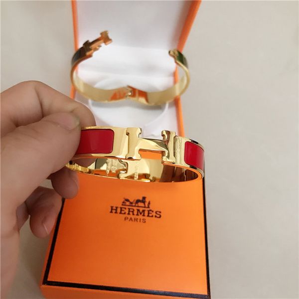 

luxury designer 316l brand stainless steel bracelets women and men bracelets h hard bracelet jewelry with box 566, Black