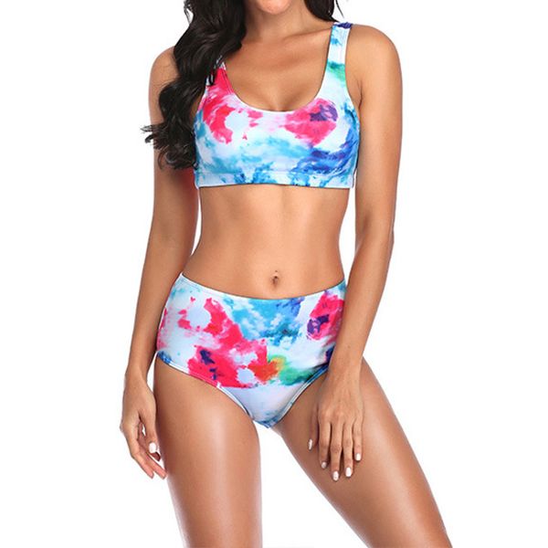 

new stylish women swimsuits summer womens high waist bikini split tie dye bikini swimsuit women casula two pieces bikinis tankinis, White;black