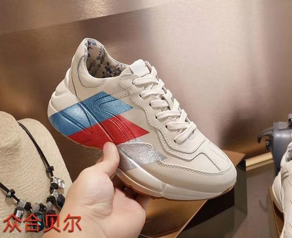 

New luxury brand man designer shoe for women with top quality luxury Rhyton leather sneaker oversized designer sneakers biege size 35-46