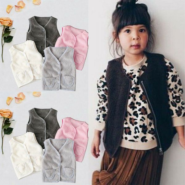 

2019 baby spring autumn clothing kids waistcoat toddler girl faux-fur cotton vest girl warm winter jacket pocket sleeveless vest, Blue