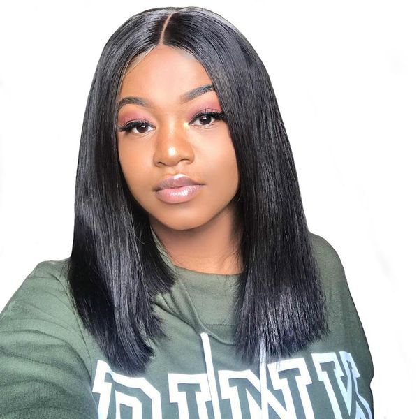 

short straight bob lace front human hair wigs for black women #27 #99j #1b color brazilian remy pre plucked human hair wig