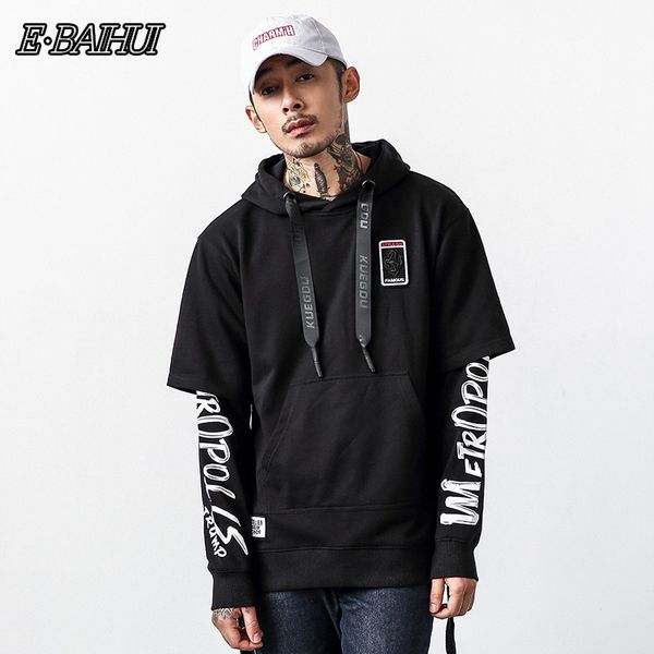 

e-baihui new fashion spring men's hoodies brand hooded sweatshirts male cotton-padded coat plus size xxxl 1803, Black