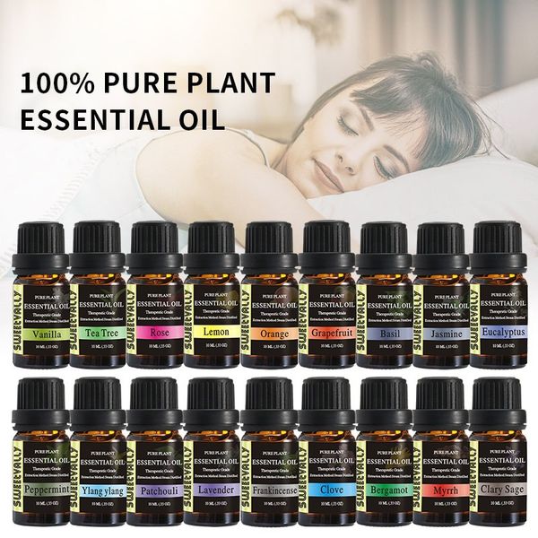 

sweetvally 10ml 18 flavours essential oils pure plant relieve stress air freshening essential oils therapeutic grade aroma oil