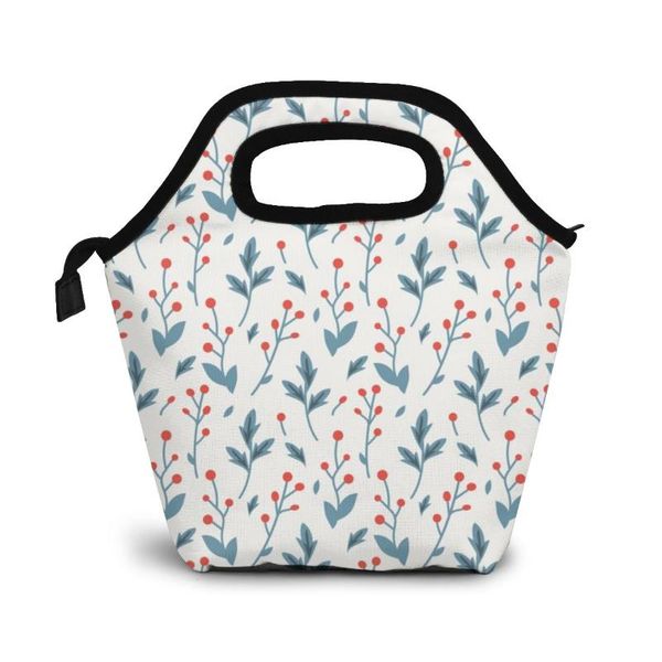 

floral pattern1 lunch bag boxes bags portable insulated picnic box for women men, Blue;pink