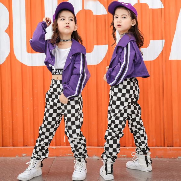 

hip hop costumes for kids fashion jazz ballroom dance clothing girls performance dancewear stage costume exhibition suits, Black;red