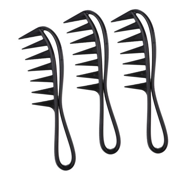 

3pcs mens oily hair pick comb salon dyeing hairdressing styling wide tooth, Silver