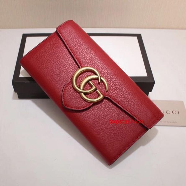 

luxury celebrity design letter metal buckle two fold wallet cards pack real cowhide leather man woman 400586 long purse clutch