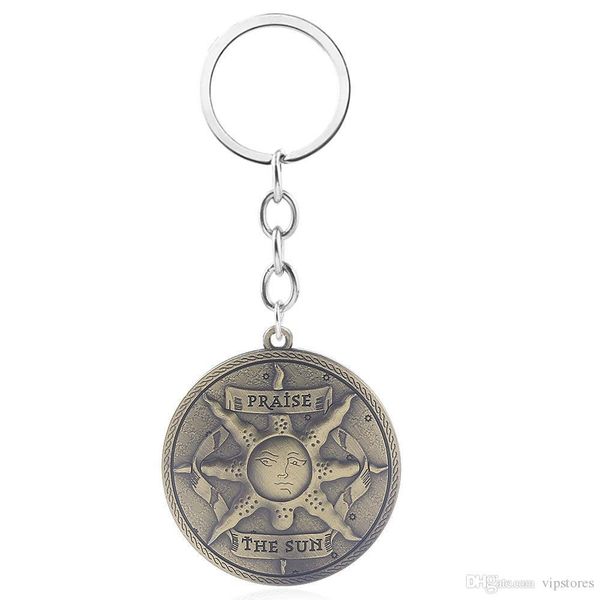 

from software dark souls 3 keychain solar knight solaire of astora sun emblem metal alloy shield keyring car men cosplay jewelry gift, Slivery;golden