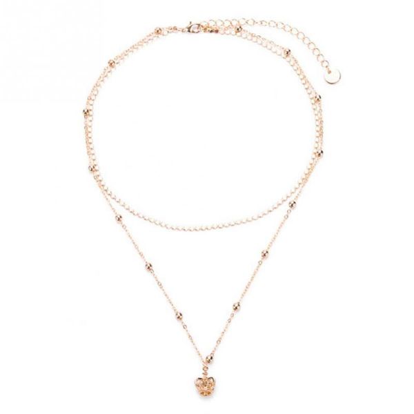 

модные ювелирные изделия ожерелье очаровательный двойной слой кулон медное ожерелье ювелирные изделия аксессуары женщины шеи цепи аксессуары, Silver