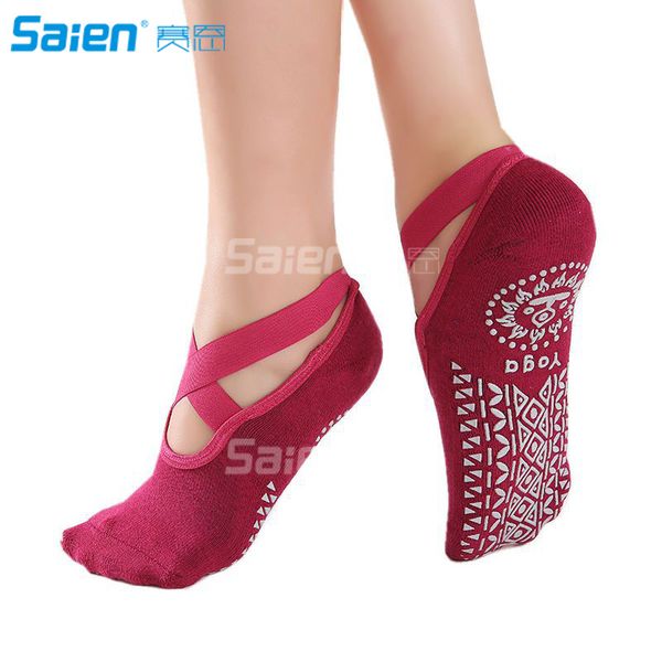 

yoga socks non slip skid with grips pilates ballet barre for women, Black
