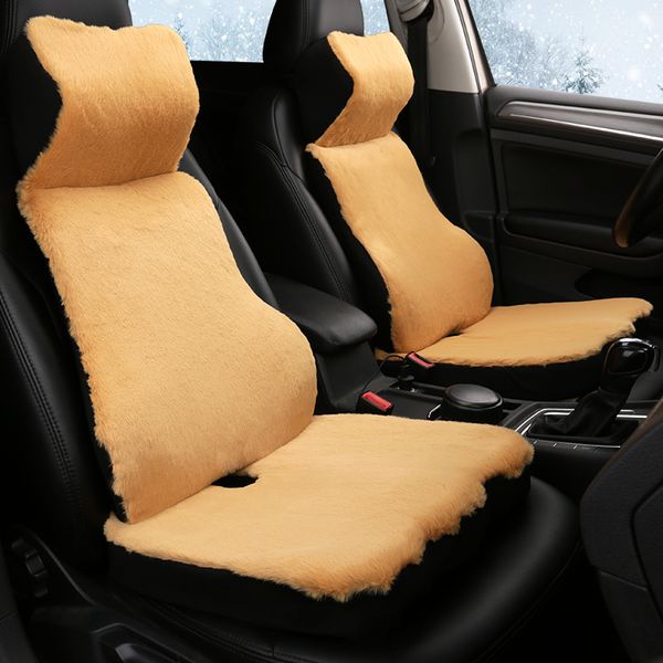 

1pcs plush car headrest neck pillow memory foam waist lumbar support in the car seat covers set winter auto cushion accessories